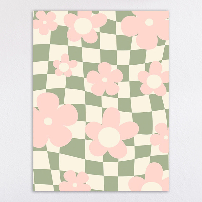 Floral Checkerboard Art Print Homeandso