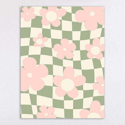 Floral Checkerboard Art Print Homeandso