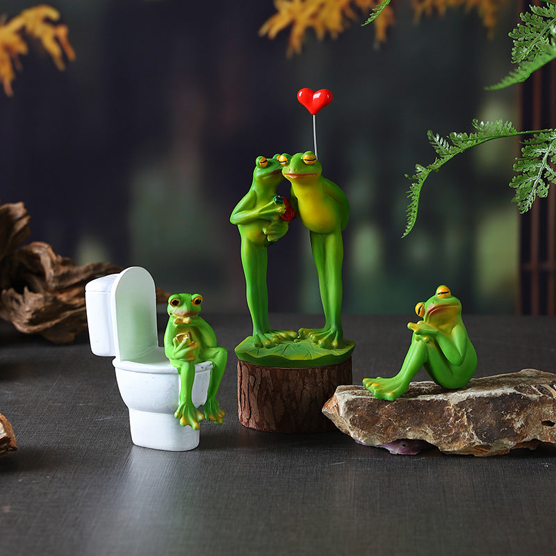 Playful Frog Figurine Homeandso