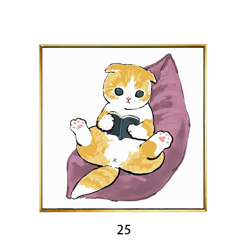 Whimsical Bird and Kitten Illustrated Wall Art Homeandso