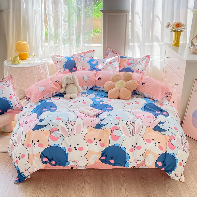 Playful Floral Cartoon Duvet Cover Set Homeandso