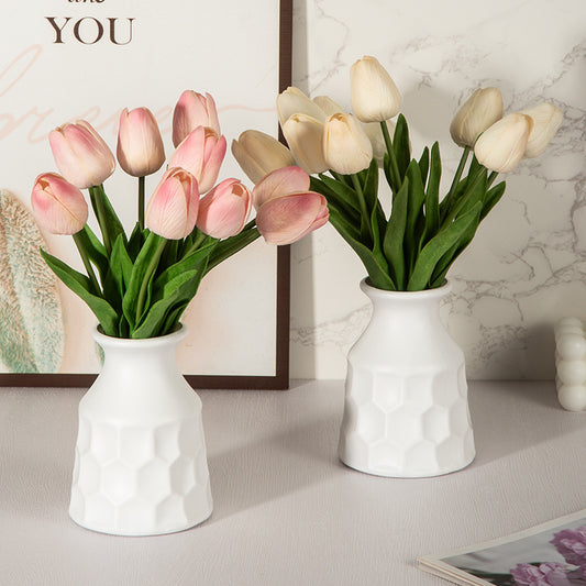 Textured Honeycomb Ceramic Vase