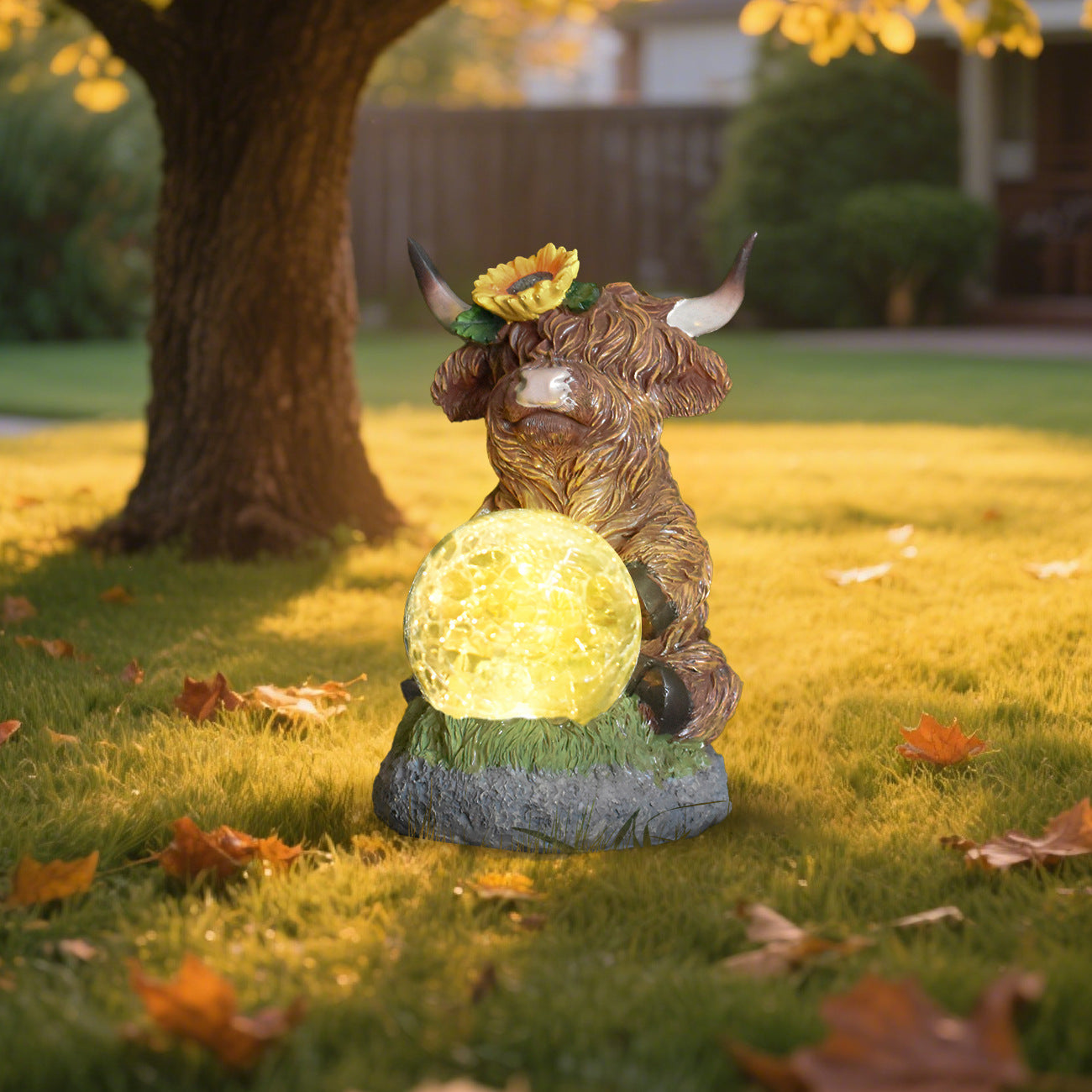 Decorative Highland Cow Solar Lantern Homeandso