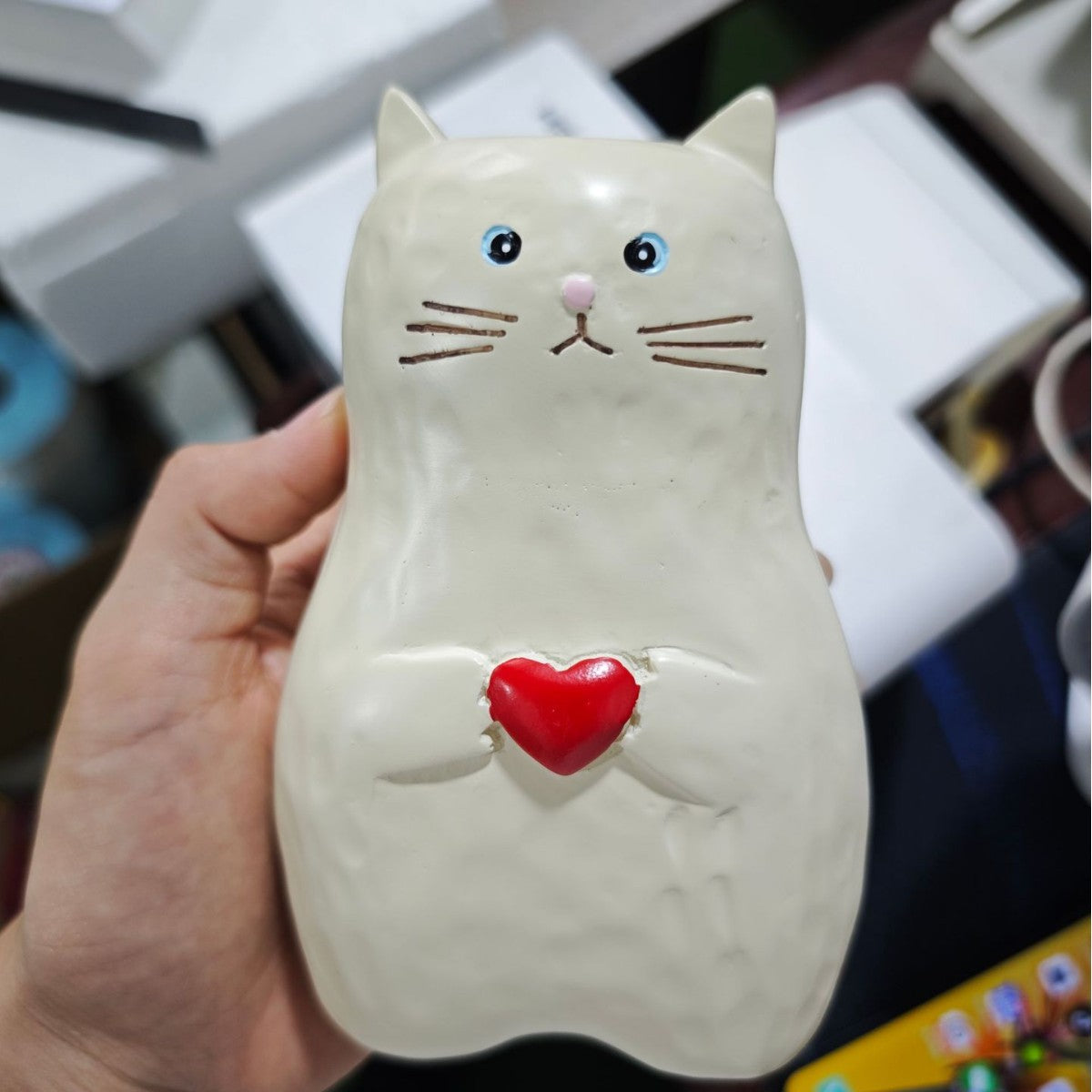 Cute Wooden Cat Figurine Homeandso