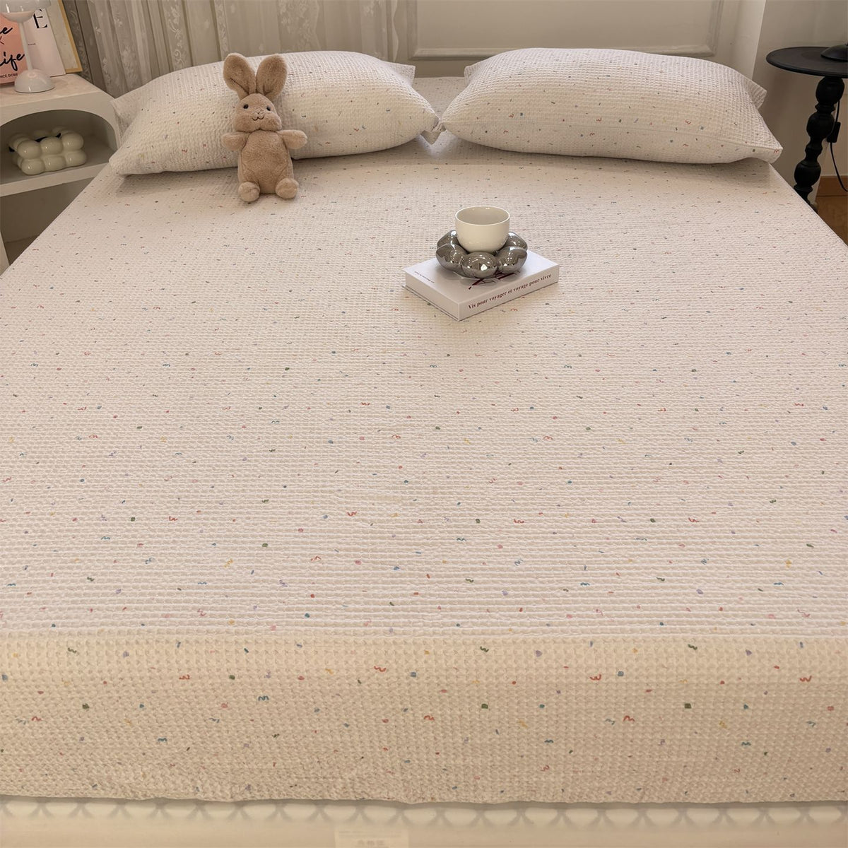 Decorative Textured Cotton Mattress Protector Homeandso