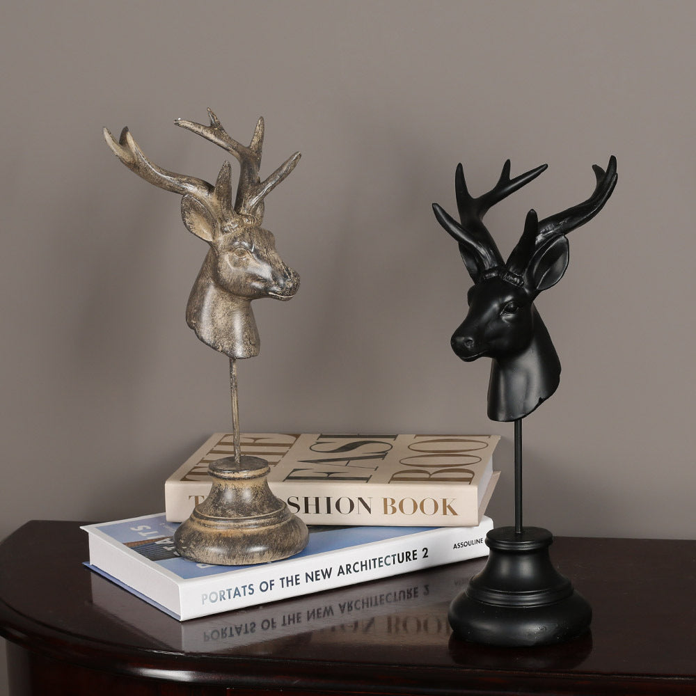 Decorative Antlered Deer Head Statue Homeandso