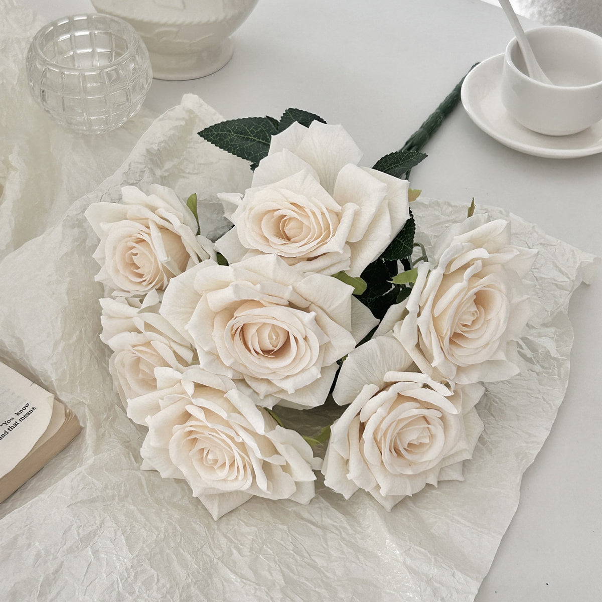Realistic Faux Floral Rose Bouquet