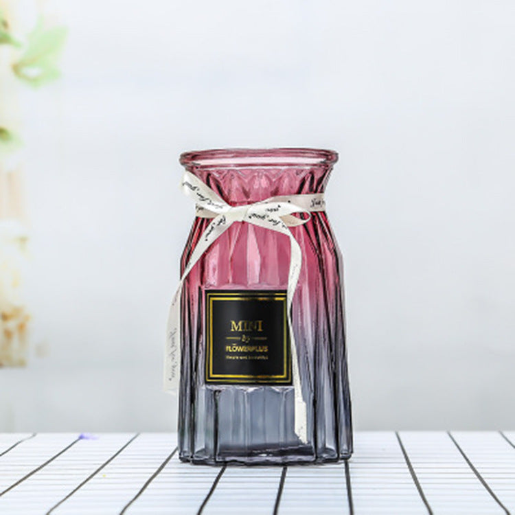 Geometric Patterned Glass Flower Vase