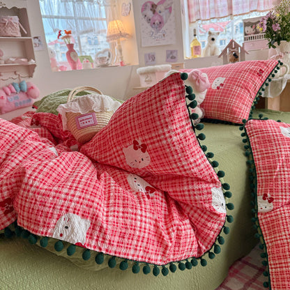 Heart Patterned Decorative Pillow and Duvet Cover Set Homeandso