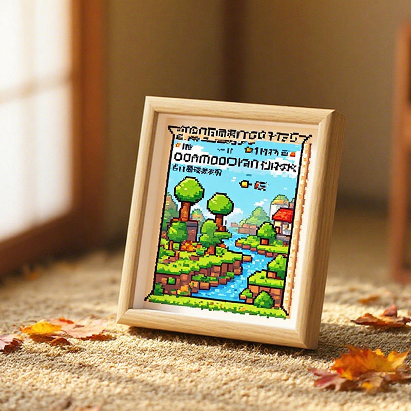 Framed Pixel Art Landscape Display