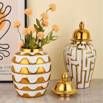 Decorative Geometric Pattern Lidded Jar Homeandso