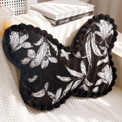 Artistic Floral Butterfly Shaped Throw Pillow
