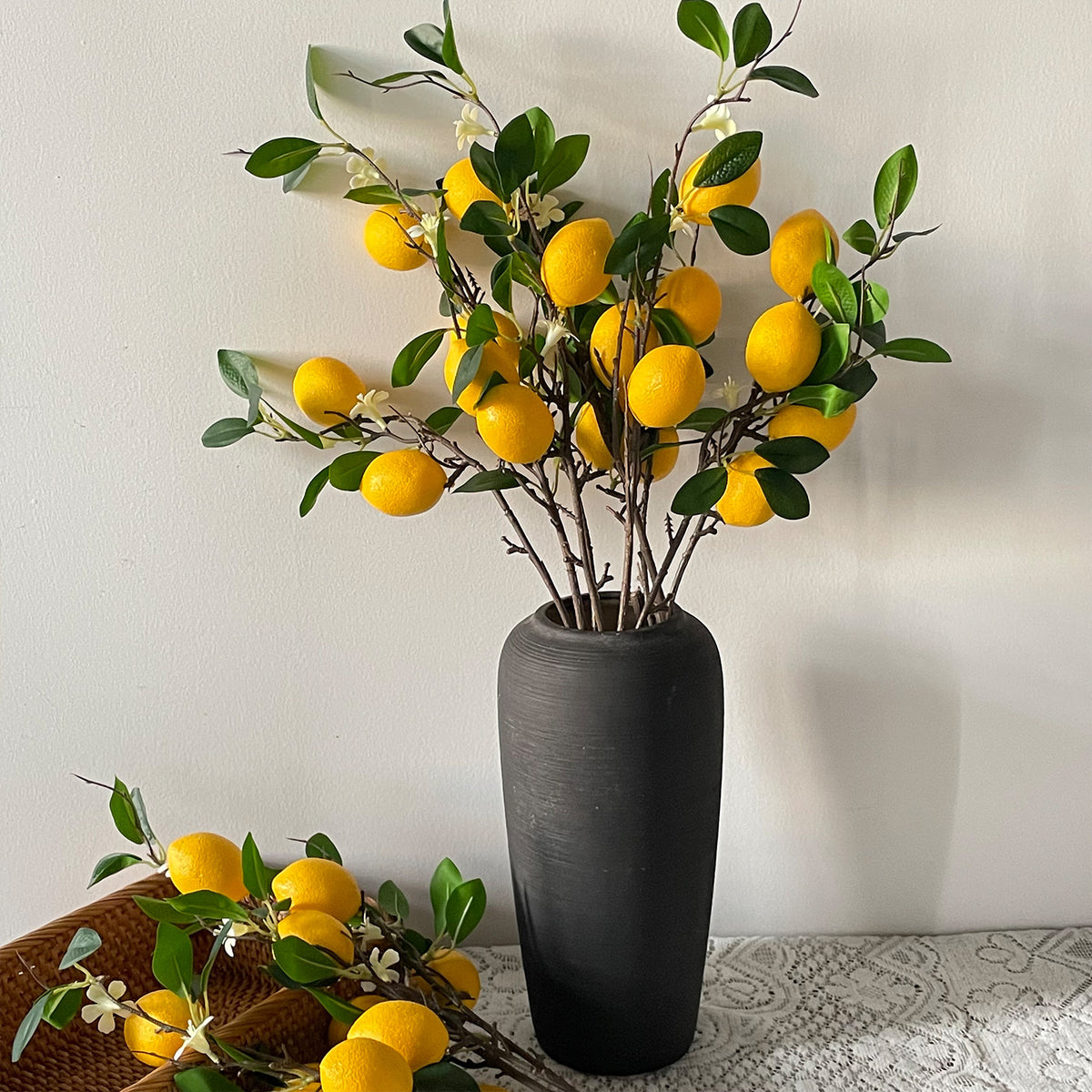 Faux Lemon Branch Decorative Accent