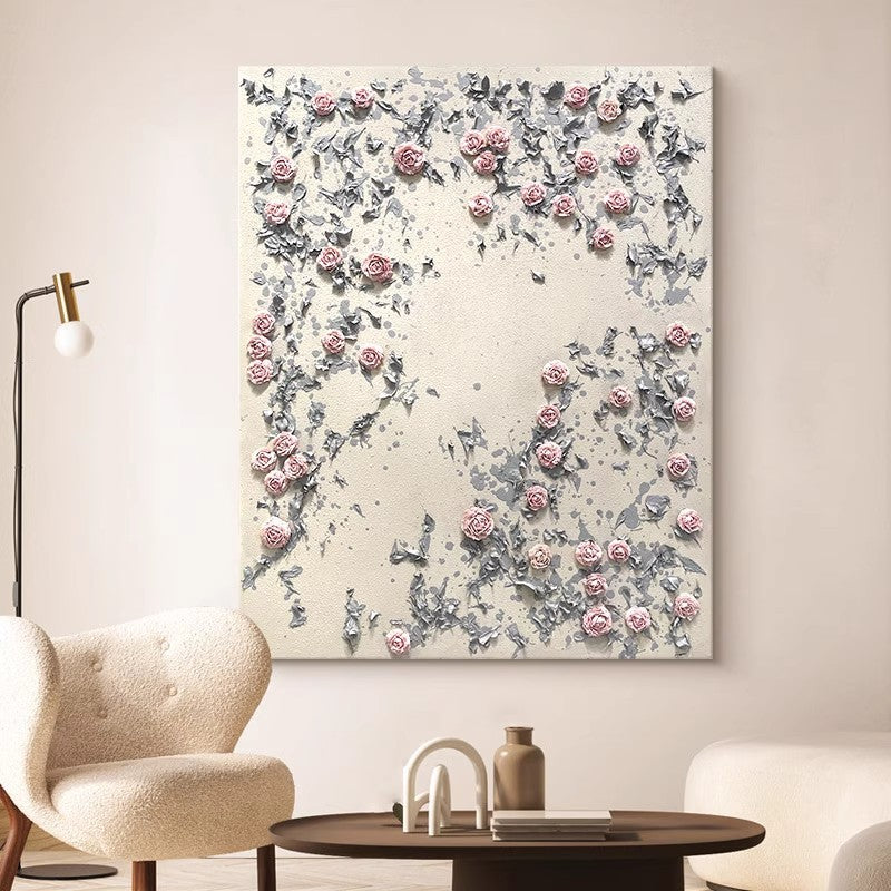 Textured Floral Relief Canvas Wall Art Homeandso