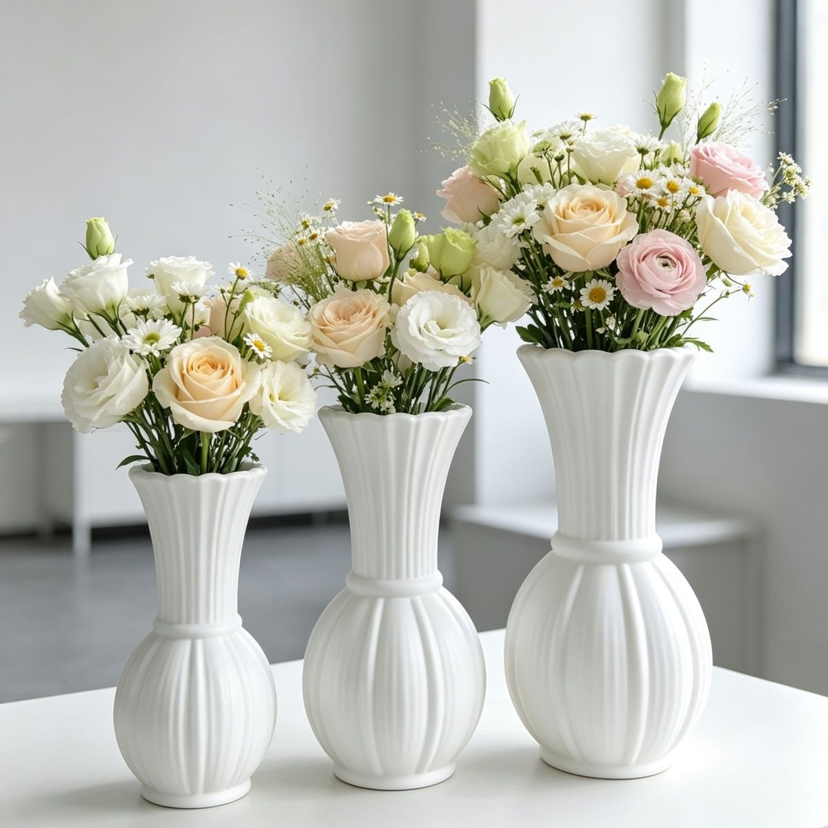 Elegant Ribbed Flower Vase
