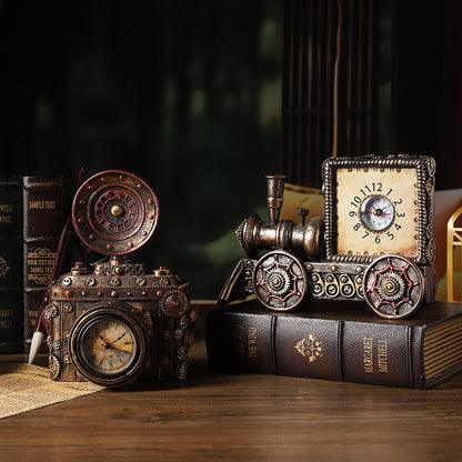 Vintage-Inspired Train Engine Table Clock Homeandso