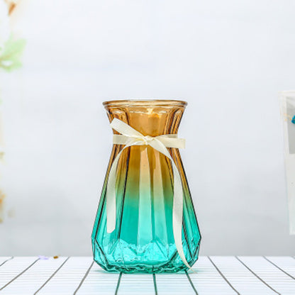 Geometric Patterned Glass Flower Vase