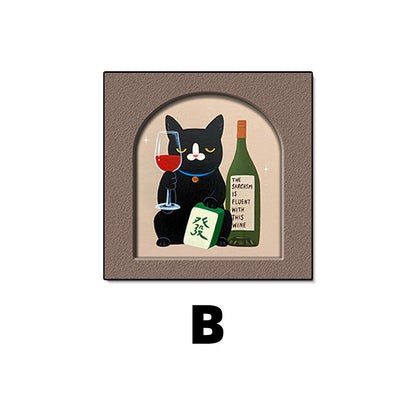 Whimsical Cat-Themed Framed Art Print Homeandso