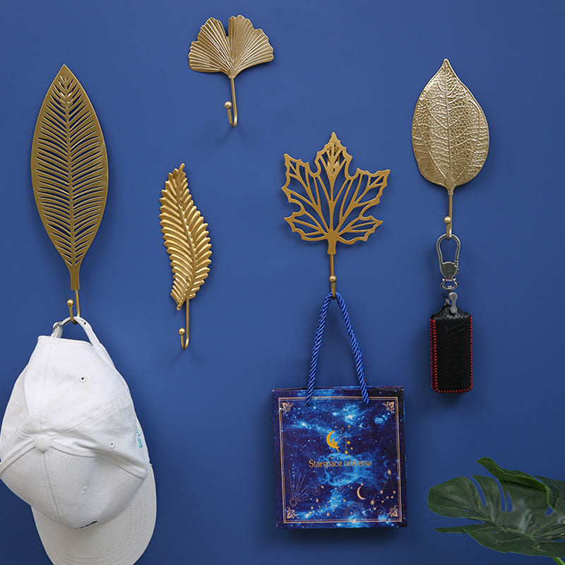 Decorative Wall Hook in Golden Leaf Design Homeandso