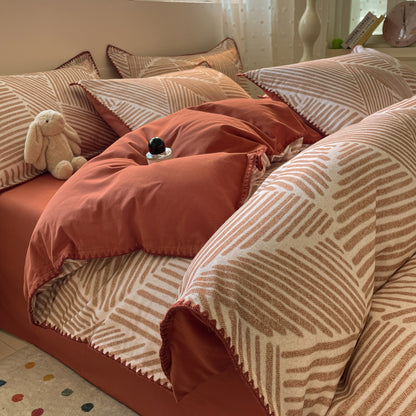 Textured Geometric Pattern Bedding Set