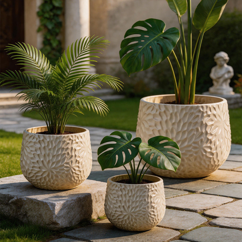 Textured Ceramic Flower Planter Homeandso