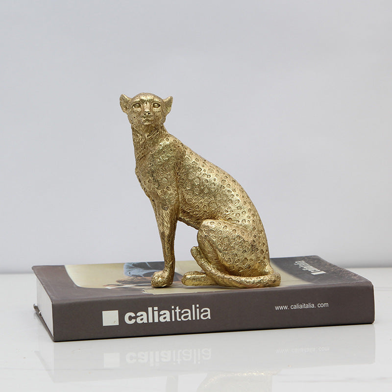 Decorative Golden Leopard Figurine Homeandso
