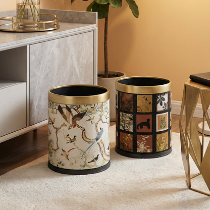 Decorative Waste Bin with Floral Bird Design Homeandso
