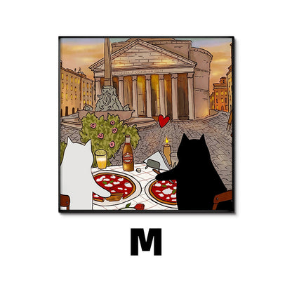 Whimsical Cat-Themed Art Print Homeandso