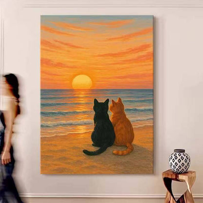 Whimsical Cat-Themed Canvas Wall Art Homeandso