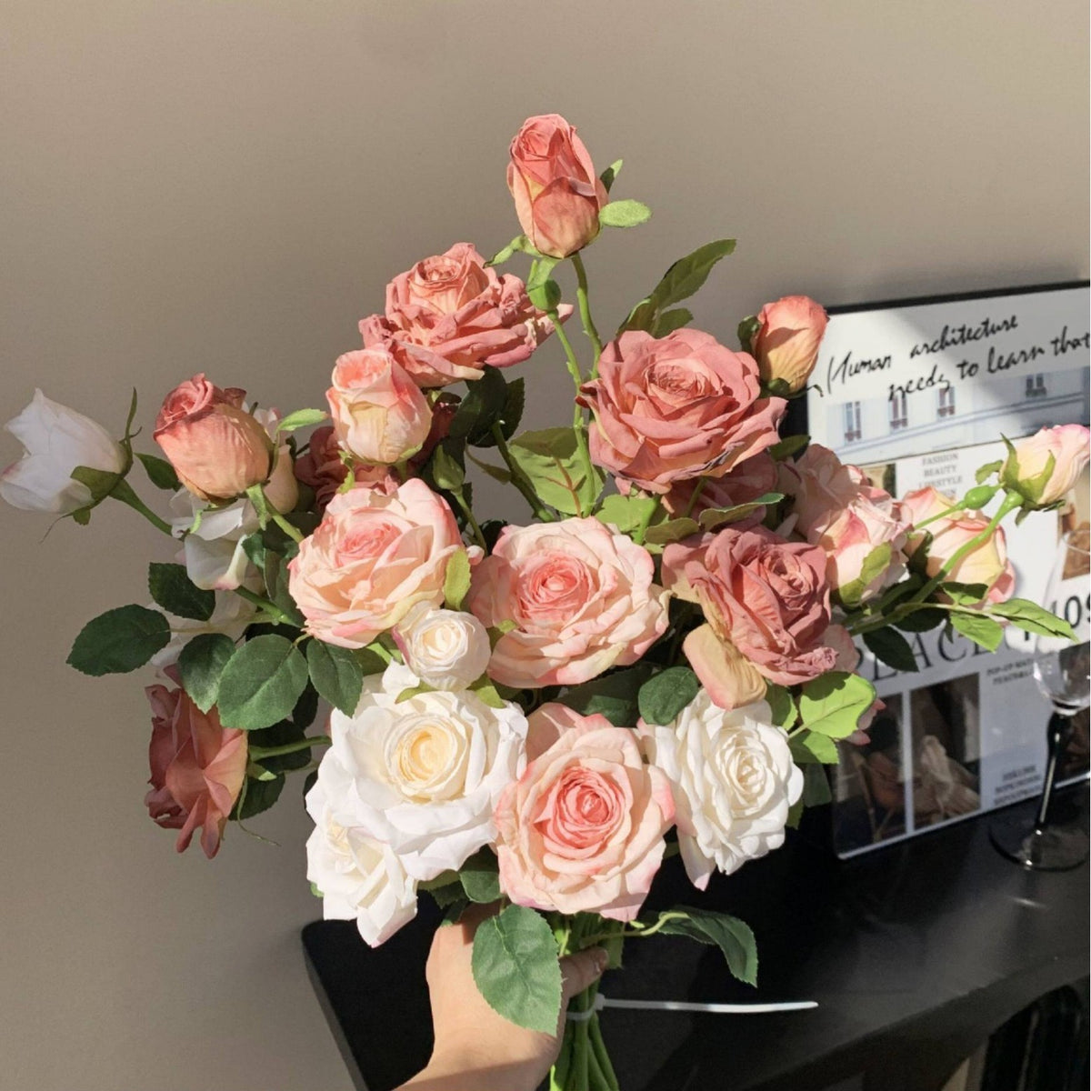 Realistic Artificial Rose Stem Arrangement
