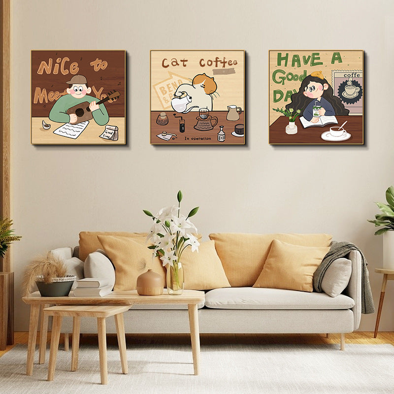 Whimsical Cat-Themed Print Artwork Homeandso