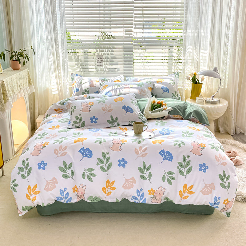 Playful Floral Cartoon Duvet Cover Set Homeandso