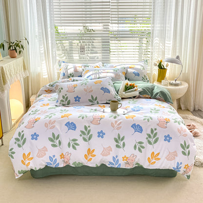 Playful Floral Cartoon Duvet Cover Set Homeandso