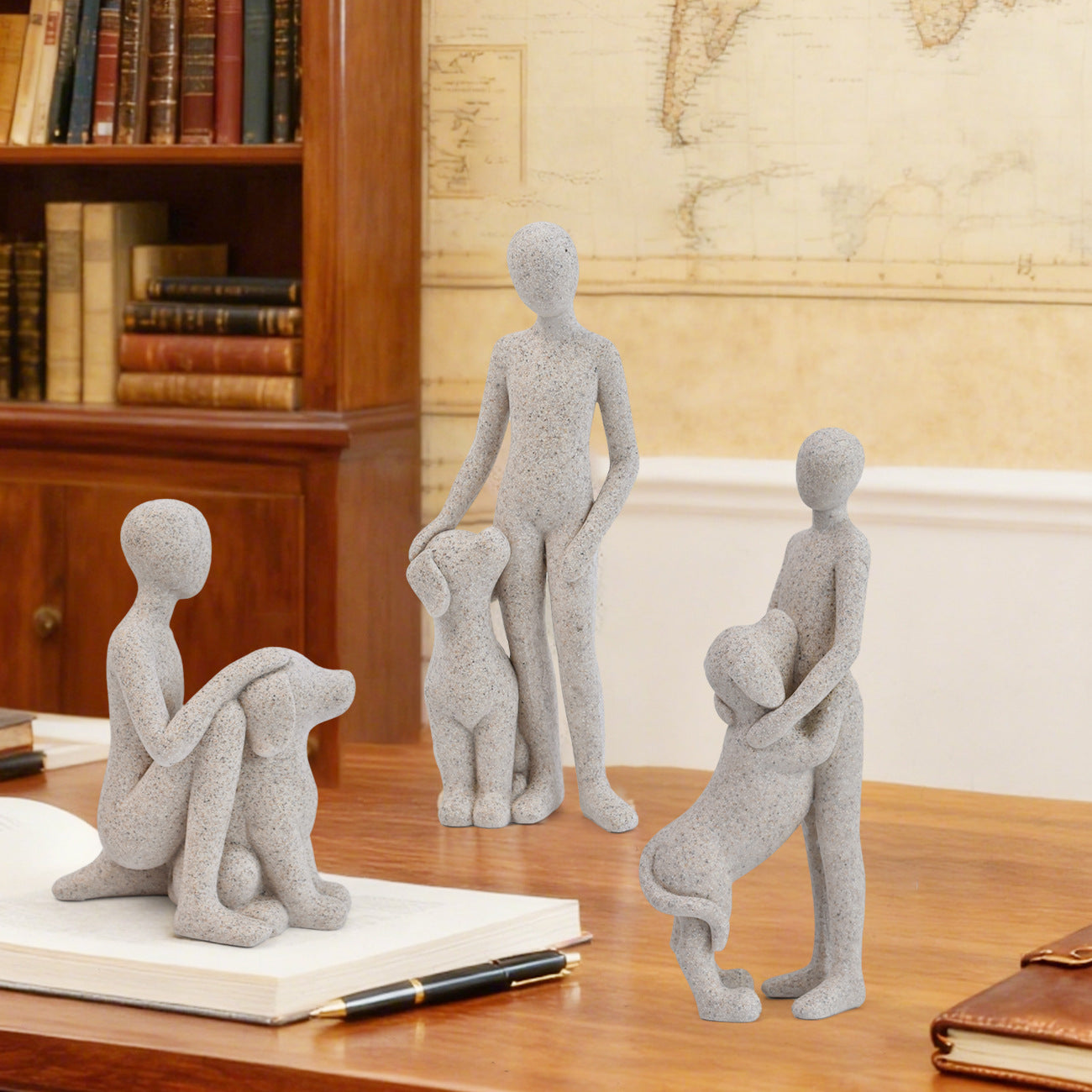 Abstract Couple and Dog Figurine Homeandso