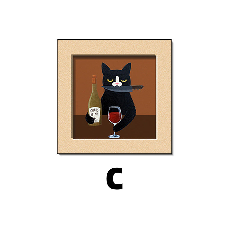 Whimsical Cat-Themed Framed Art Print Homeandso