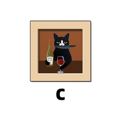 Whimsical Cat-Themed Framed Art Print Homeandso