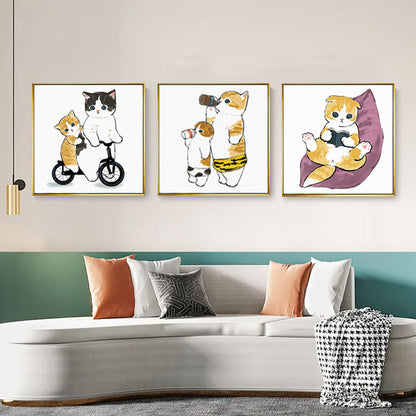 Whimsical Bird and Kitten Illustrated Wall Art Homeandso