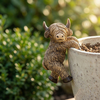 Playful Highland Cow Figurine Homeandso