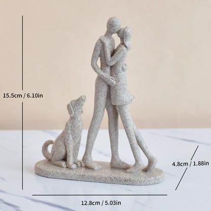 Love Couple and Dog Figurine Homeandso