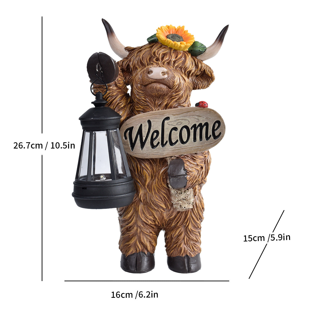 Decorative Highland Cow Solar Lantern Homeandso