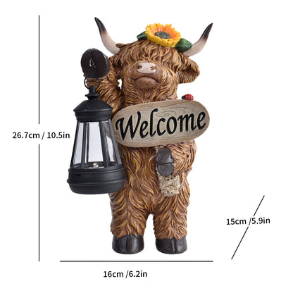 Decorative Highland Cow Solar Lantern Homeandso