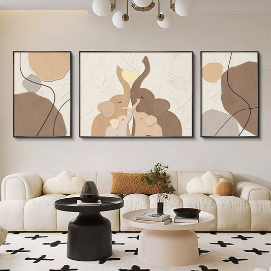 Abstract Elephant-Themed Triptych Canvas Art Homeandso