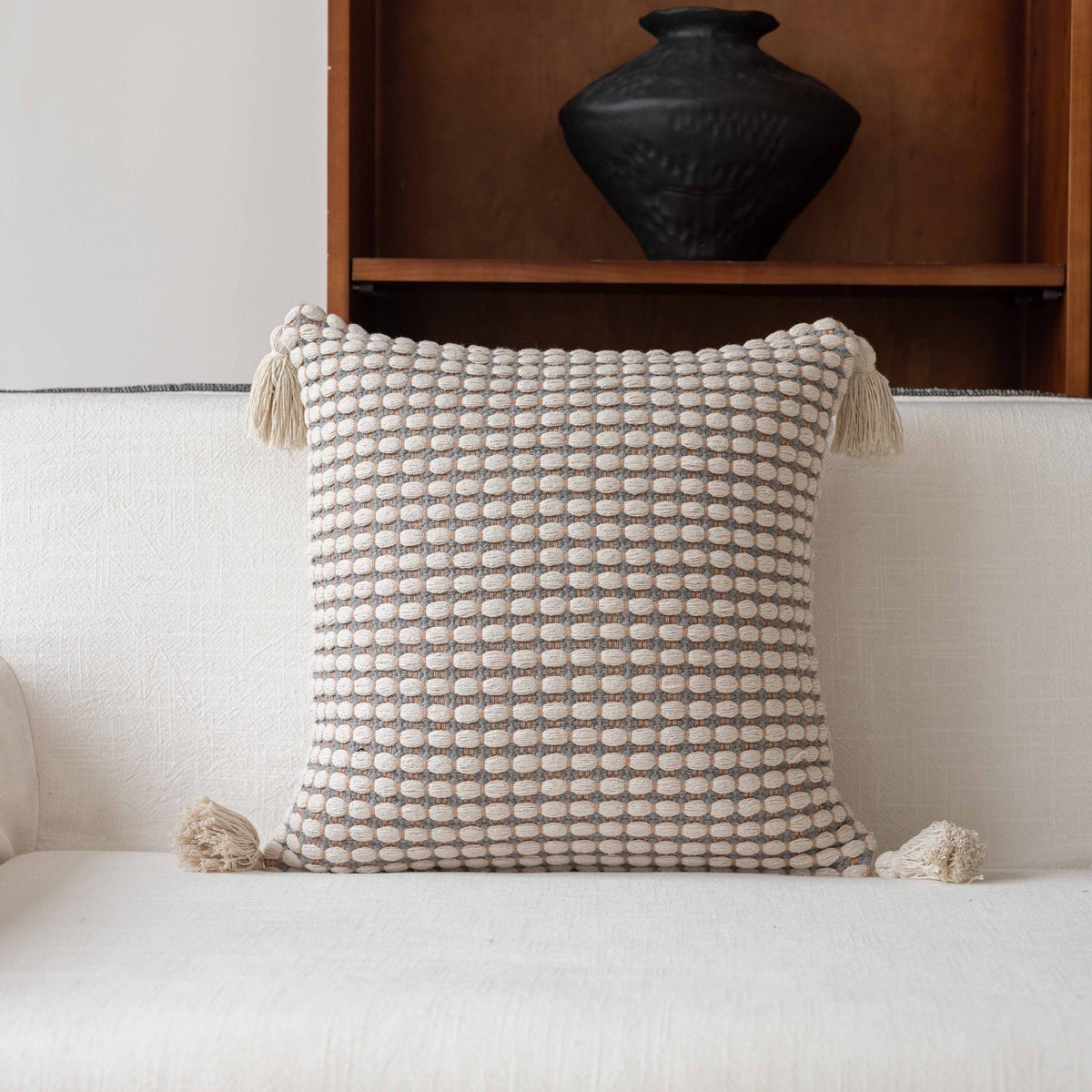Striped Textured Throw Pillow
