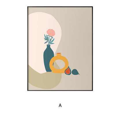 Decorative Framed Art Print with Abstract Floral Design Homeandso