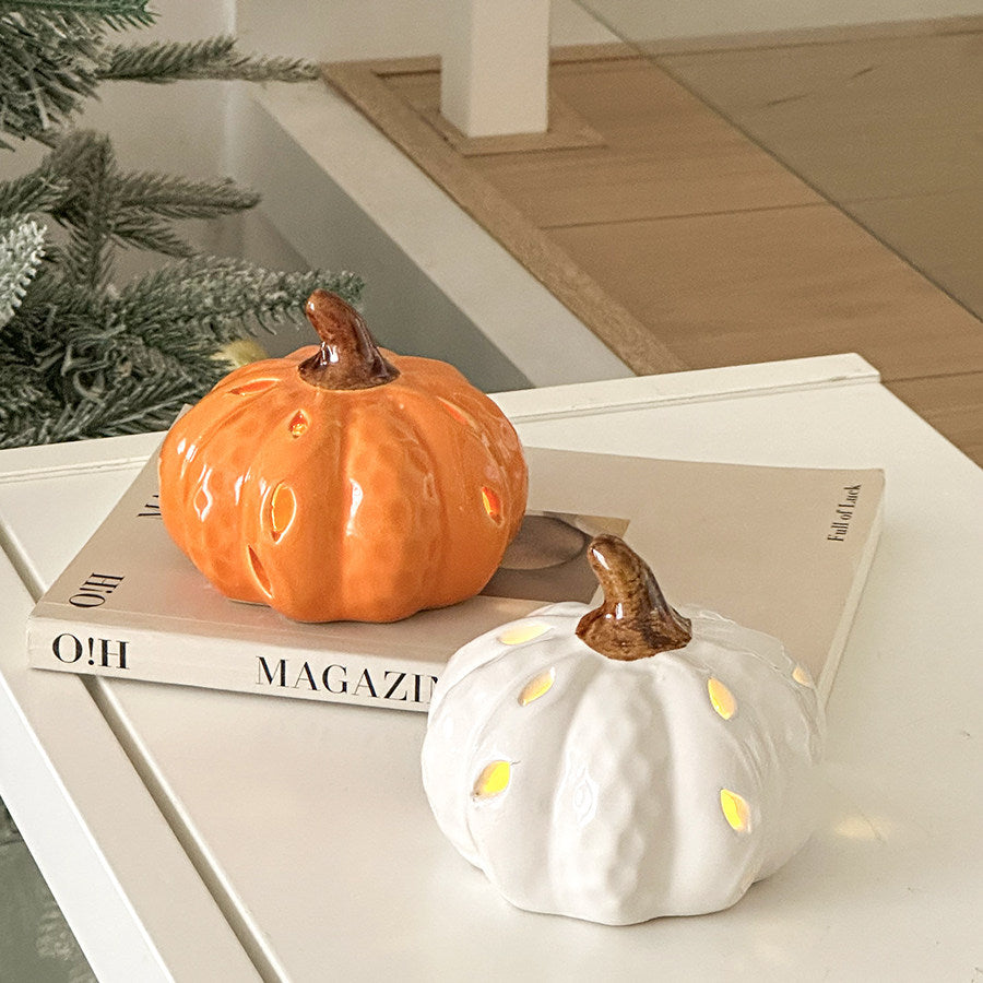 Decorative Ceramic Pumpkin Lantern Set
