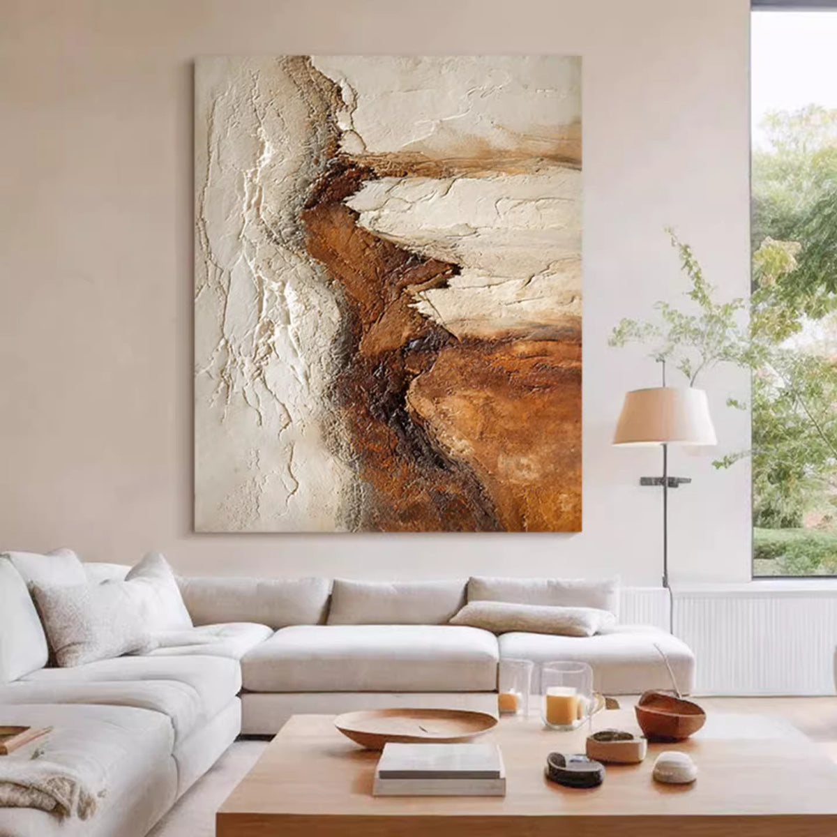 Textured Earth-Tone Abstract Canvas Wall Art Homeandso