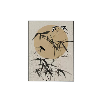 Decorative Wall Art with Bamboo and Bird Motif Homeandso