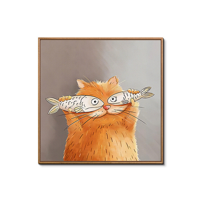 Whimsical Cat Illustration Framed Artwork Homeandso