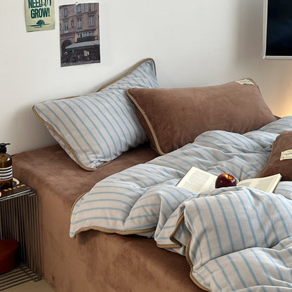 Soft Striped Plush Comforter Set