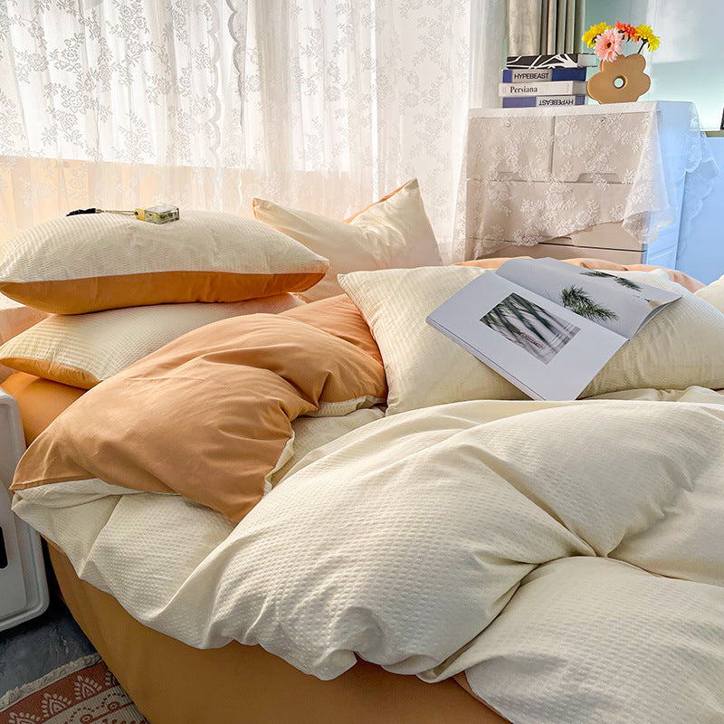 Premium Waffle-Textured Duvet Cover Set